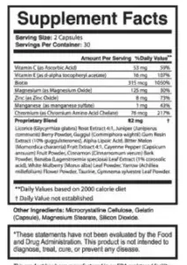 Glucotide Supplement Facts
